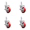Service Caster 4 Inch Red Poly Wheel Swivel 7/8 Inch Square Stem Caster Set with Brake SCC SCC-SQ20S414-PPUB-RED-TLB-78-4 - alternate 3